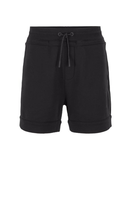 Relaxed-fit shorts in French terry with zipped pockets, Black