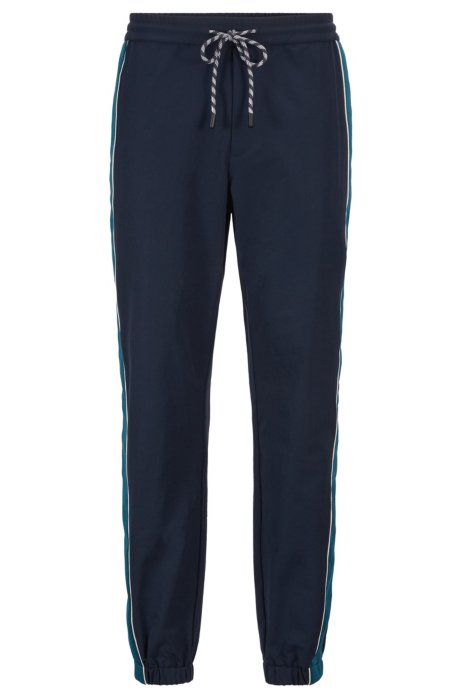 Relaxed-fit jogging bottoms in bi-stretch fabric, Dark Blue