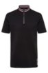 Stand collar polo shirt with graphic Berlin badge, Black