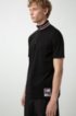 Stand collar polo shirt with graphic Berlin badge, Black