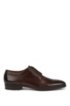 Italian-made Derby shoes in leather with monogram embossing, Dark Brown