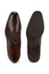 Italian-made Derby shoes in leather with monogram embossing, Dark Brown