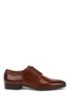 Italian-made Derby shoes in leather with monogram embossing, Brown
