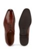 Italian-made Derby shoes in leather with monogram embossing, Brown