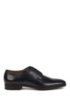 Italian-made Derby shoes in leather with monogram embossing, Dark Blue