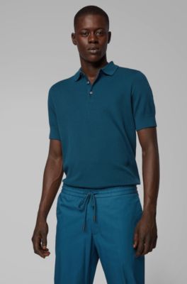 Knitted polo shirt in cotton and silk