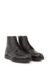 Portuguese-made lace-up boots in grained leather, Black
