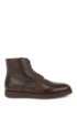 Portuguese-made lace-up boots in grained leather, Dark Brown