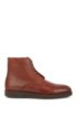Portuguese-made lace-up boots in grained leather, Brown