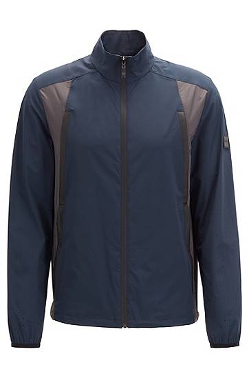 Hugo Boss Packable Jacket In Micro-structured Water-repellent Fabric In Blue