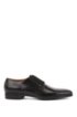 Derby shoes in polished leather with laser-cut detailing, Black