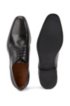 Derby shoes in polished leather with laser-cut detailing, Black