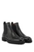 Italian-made Chelsea boots in leather with monogram panels, Black