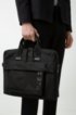 Single document case in nylon gabardine with detachable pocket, Black