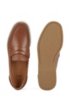 Portuguese-made moccasins in smooth leather with rubber sole, Brown
