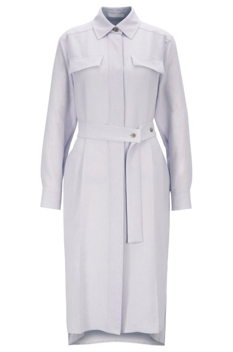 Long-length melange shirt dress with concealed placket, Light Purple