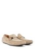 Italian-made moccasins in suede with cord details, Beige
