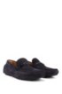 Italian-made moccasins in suede with cord details, Dark Blue