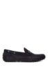 Italian-made moccasins in suede with cord details, Dark Blue