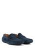 Italian-made moccasins in suede with cord details, Dark Blue