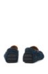 Italian-made moccasins in suede with cord details, Dark Blue