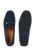 Italian-made moccasins in suede with cord details, Dark Blue
