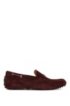 Italian-made moccasins in suede with cord details, Dark Red