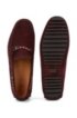 Italian-made moccasins in suede with cord details, Dark Red