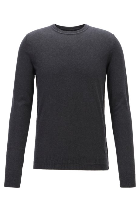 Slim-fit sweater in cotton and cashmere, Black