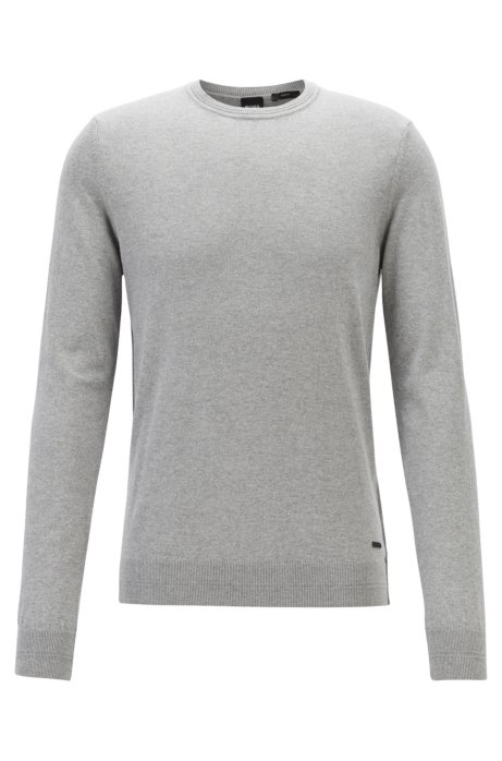 Slim-fit sweater in cotton and cashmere, Open Grey