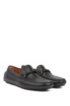 Italian-made moccasins in polished leather with hardware details, Black