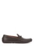 Italian-made moccasins in polished leather with hardware details, Dark Brown
