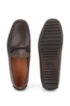 Italian-made moccasins in polished leather with hardware details, Dark Brown