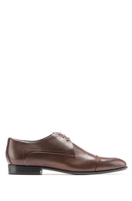 Leather cap-toe Derby shoes with stitch-and-turn seams, Brown