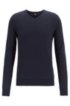 Lightweight melange sweater in cotton with cashmere, Dark Blue