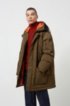 Relaxed-fit down coat with tape-trimmed hood, Dark Green