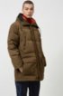 Relaxed-fit down coat with tape-trimmed hood, Dark Green