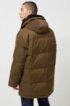 Relaxed-fit down coat with tape-trimmed hood, Dark Green