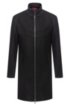 Slim-fit coat with logo-trimmed stand collar, Black