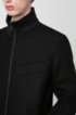 Slim-fit coat with logo-trimmed stand collar, Black