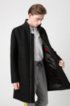 Slim-fit coat with logo-trimmed stand collar, Black