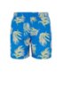 Tropical-print swim shorts in quick-dry brushed fabric, Open Blue
