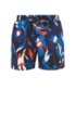 Floral-print swim shorts in quick-dry fabric, Black