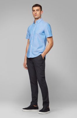 hugo boss blue short sleeve shirt