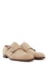 Double-monk suede shoes with blonde outsole, Beige
