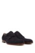Double-monk suede shoes with blonde outsole, Dark Blue