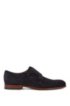 Double-monk suede shoes with blonde outsole, Dark Blue