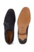 Double-monk suede shoes with blonde outsole, Dark Blue