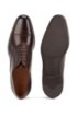 Burnished leather Oxford shoes with monogram embossing, Dark Brown