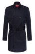 Slim-fit trench coat in water-repellent fabric, Dark Blue